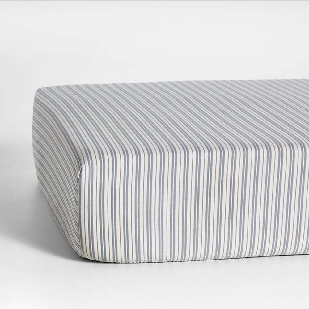Crate&Barrel Striped Kids Mattress Cover - Blue and White